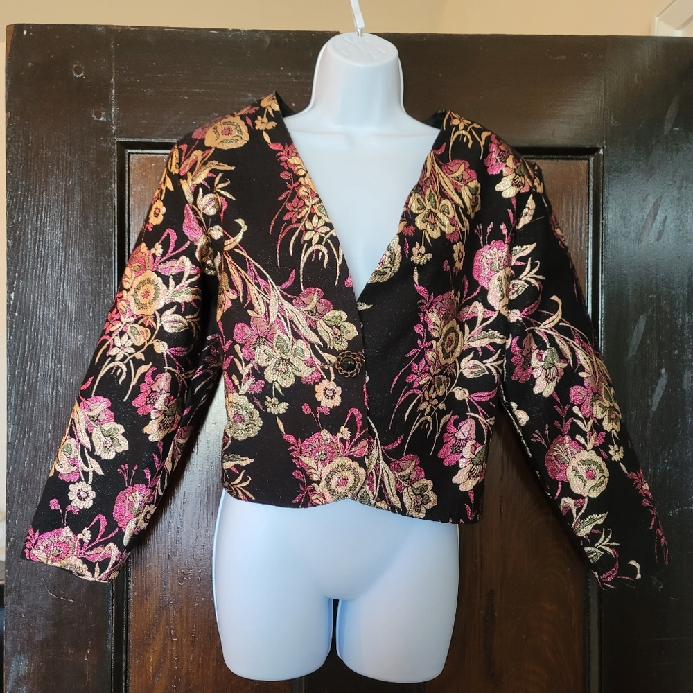 Vintage 80's metallic evening jacket. Sz L petite